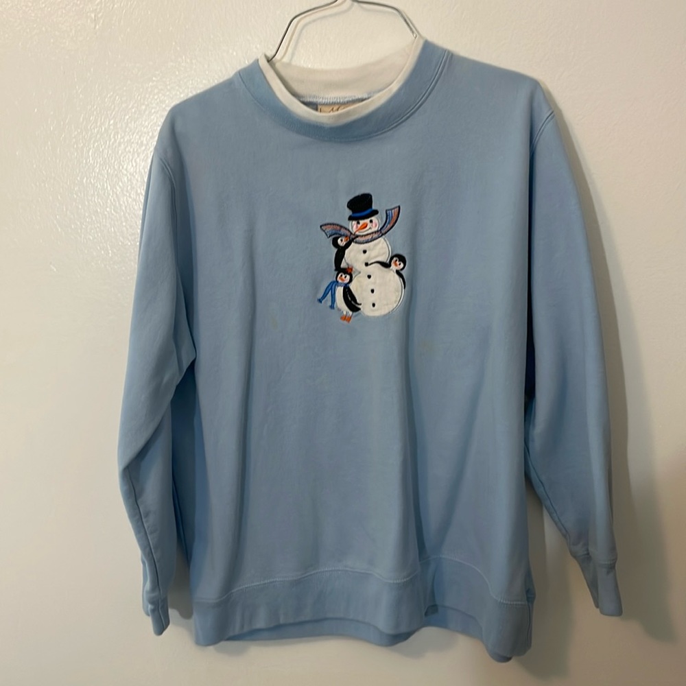 M & C sportswear long sleeve pullover petite large sky blue sweatshirt